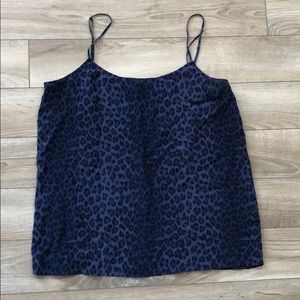 Blue leopard print silk camisole